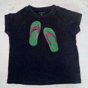 Black crew cuts T-Shirt with Green and Pink Flip-Flop Design